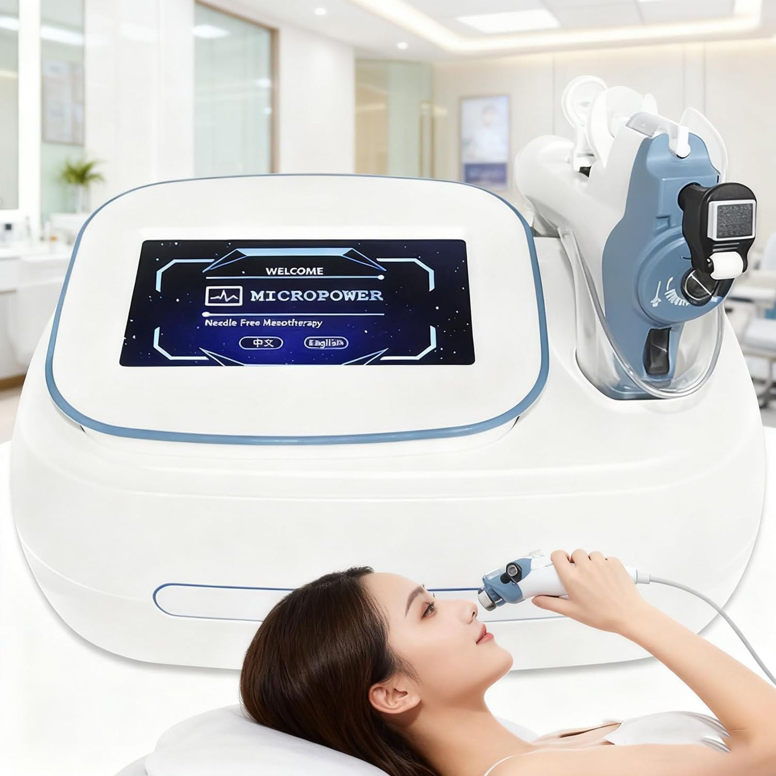 Macchina per Mesoterapia Professionale con Valigetta Alluminio: Dispositivo Completo per Ringiovanimento Pelle, Trattamento Rughe e Cura Idratante, Tecnologia Hydro-Injection
