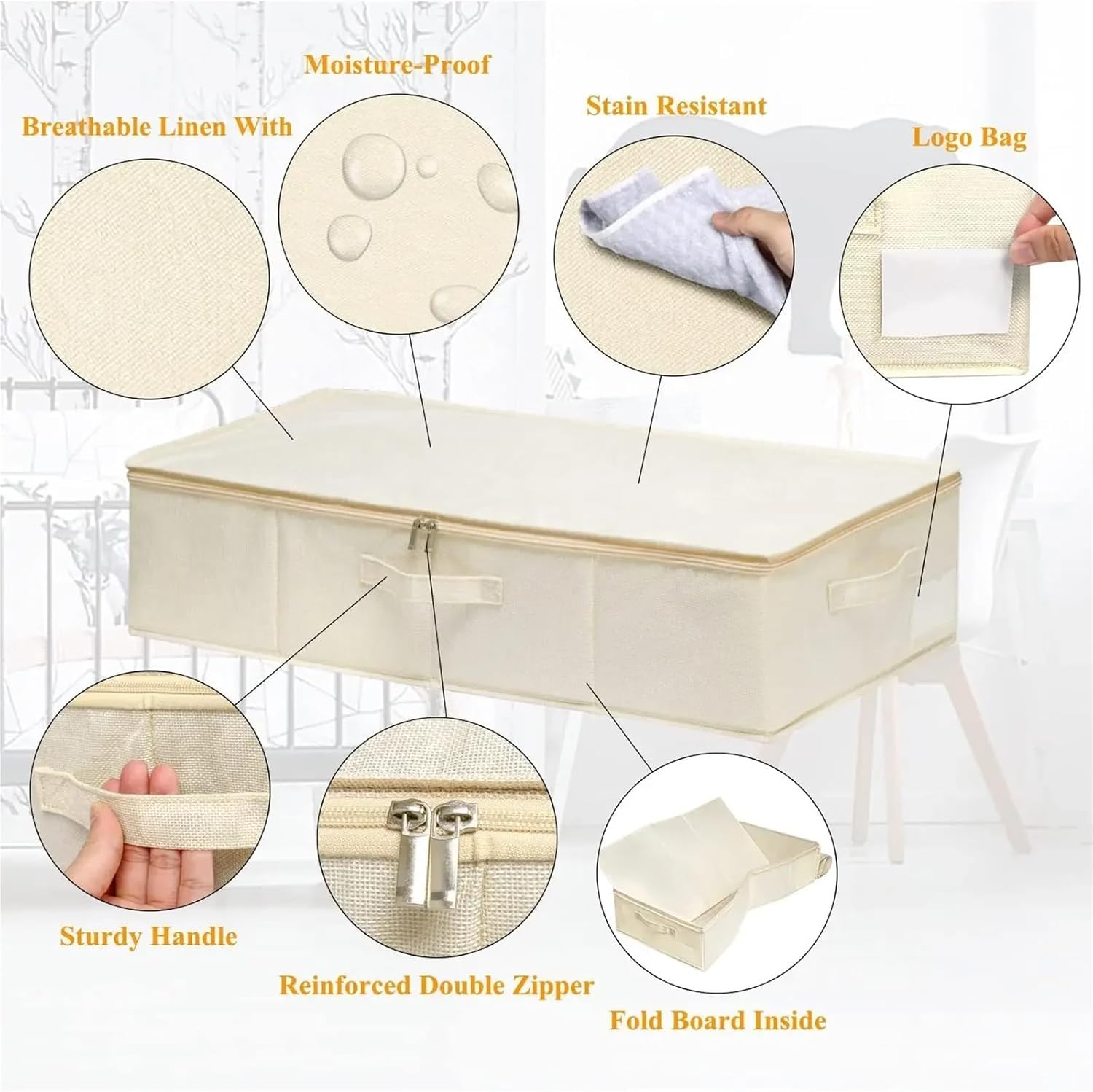 Under Bed Storage Containers Under The Bed Storage Box with Cover Large Bag, Clothes, Shoes, Blankets, with Handle Foldable(C 95 * 48 * 17cm)