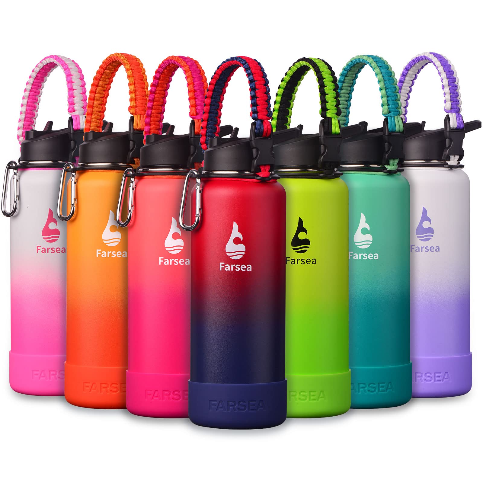 Farsea Botella de agua aislada (40 onzas, rojo/azul marino)