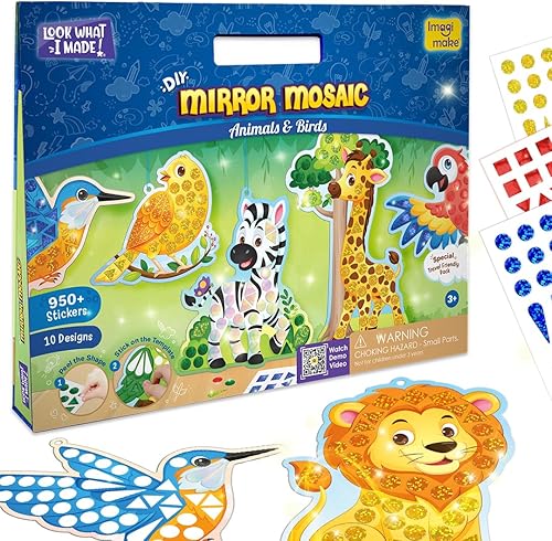 Vista 14 de Imagimake Juego de arte de princesa y unicornio de mosaico de espejo para niños, kits de arte y manualidades Calcomanías de aluminio para niños