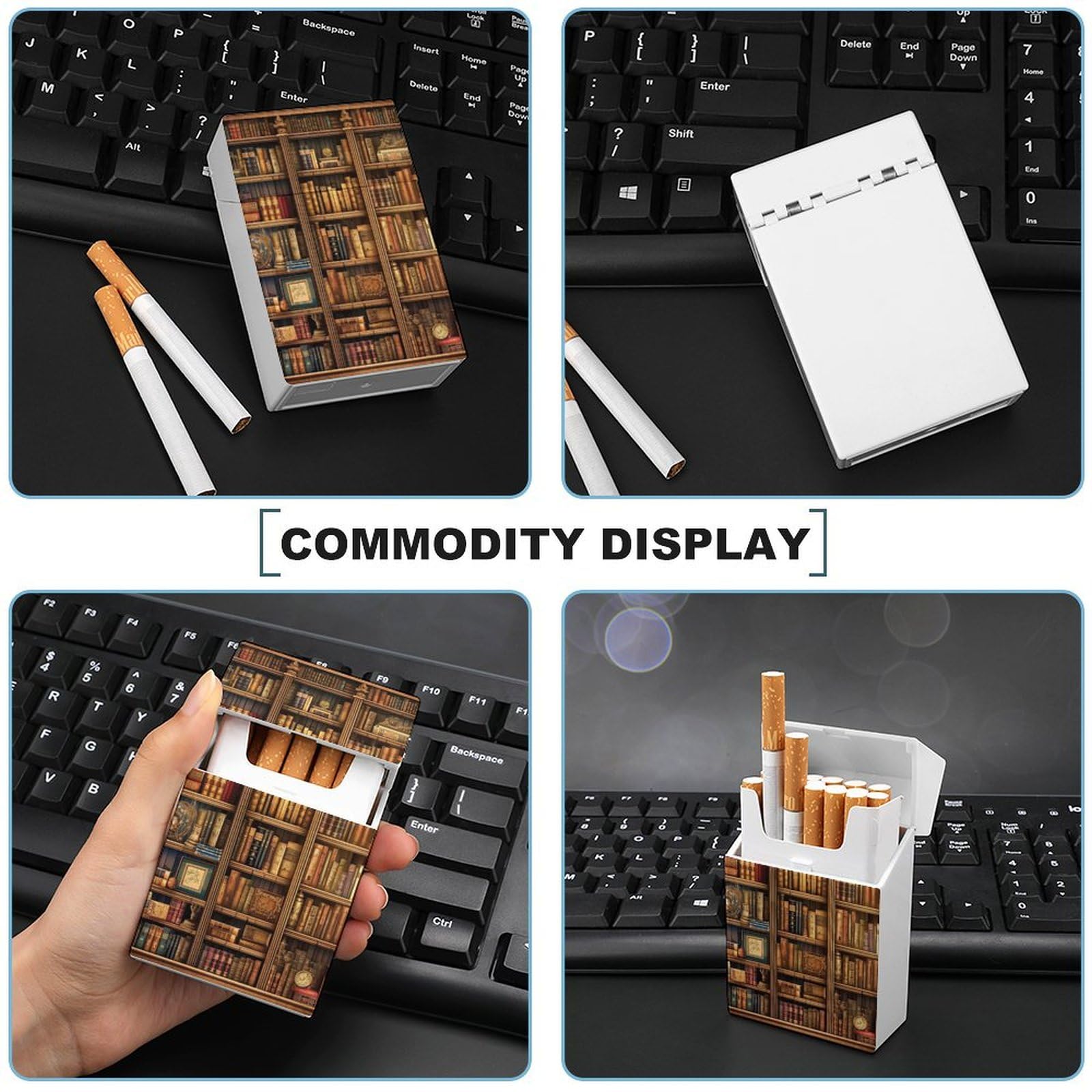 Amazon.com: Library Bookshelf Book Cigarette Case Waterproof Plastic Cigarette  Box Vintage Cigarette Cases for Men Women Small Funny Cigarette Holder for  Regular 85mm King Size 20 Capacity : Health & Household