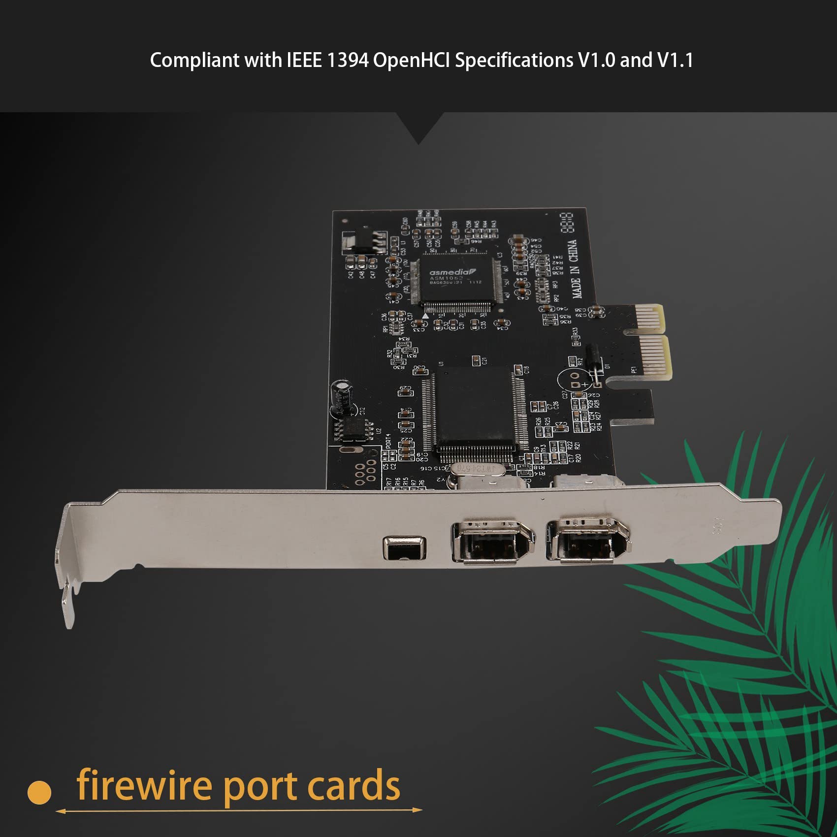 Carte 1394 Firewire, PCIe 3 ports Carte d'extension 1394A Firewire, PCI Express vers contrôleur d'adaptateur IEEE 1394 externe