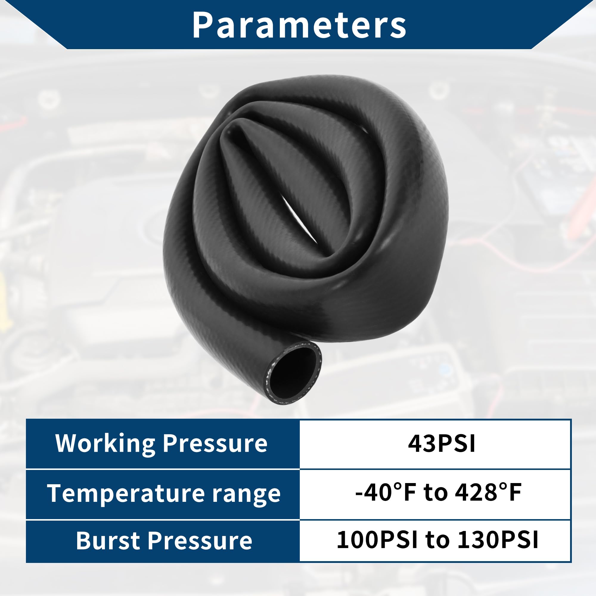 Tubo in Silicone per Aspirazione Automobilistica Linea di Aspirazione ad Alta Temperatura 4.9Ft 1" 25mm ID 3mm Spessore 1 Pezzo Nero 130PSI Pressione Massima