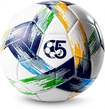 Soccer Ball Size 5 Size 4 Size 3 Deflated - Bright Tri-Color Practice Ball for Boys and Girls Ages 4-8, 8-12,12+, Indoor Outdoor Official Training Ball for Kids Youth Teens Adult