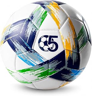 Soccer Ball Size 5 Size 4 Size 3 for Kids Youth Adult 1 or 3 Pack with Pump | Colorful graffiti-inspired designs, with Size 3 for ages 3-8, Size 4 for ages 8-12 and Size 5 for ages 12+