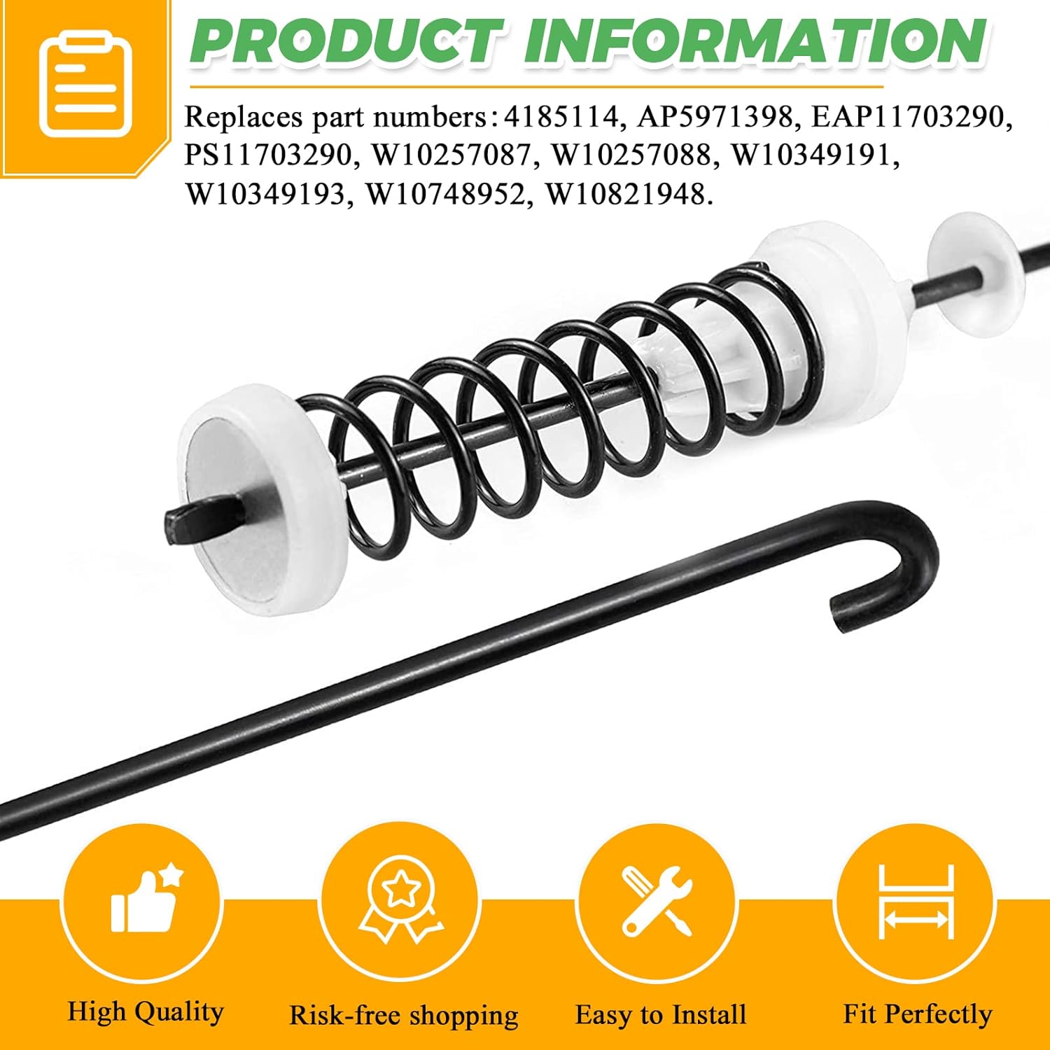 Updated W10780048 WTW4800XQ4 WTW4800XQ1 RTW4640YQ1 ATW4675YQ1 Washer Suspension Rod Replacement for Whirlpool Kenmore Maytag Amana WTW4800XQ2 MVWC200XW2 WTW4930XW1 CAW9244XQ2 NTW4501XQ0 by Techecook