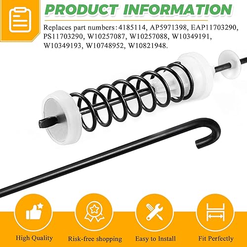 Miniatura 3 de W10780048 WTW4800XQ4 WTW4800XQ1 RTW4640YQ1 ATW4675YQ1 Reemplazo de varilla de suspensión para lavadora Whirlpool Kenmore Maytag Amana WTW4800XQ2