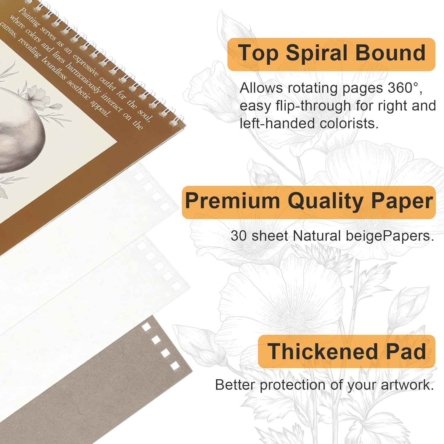 CSH 10 Pack Artist Sketch Book, 30 Sheets, 9x12 Inches, Brown Cover, for Pencil Crayon Charcoal Chalk Gouache, Spiral Bound Drawing Pad