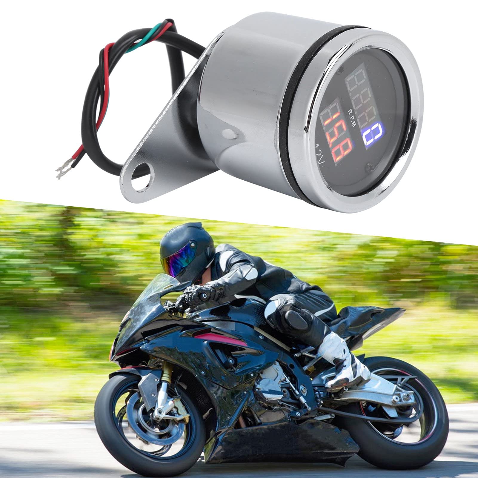 Motocicletta 3 in 1 Tachimetro Odografo Odografo Display LCD Iron Resistente 12V