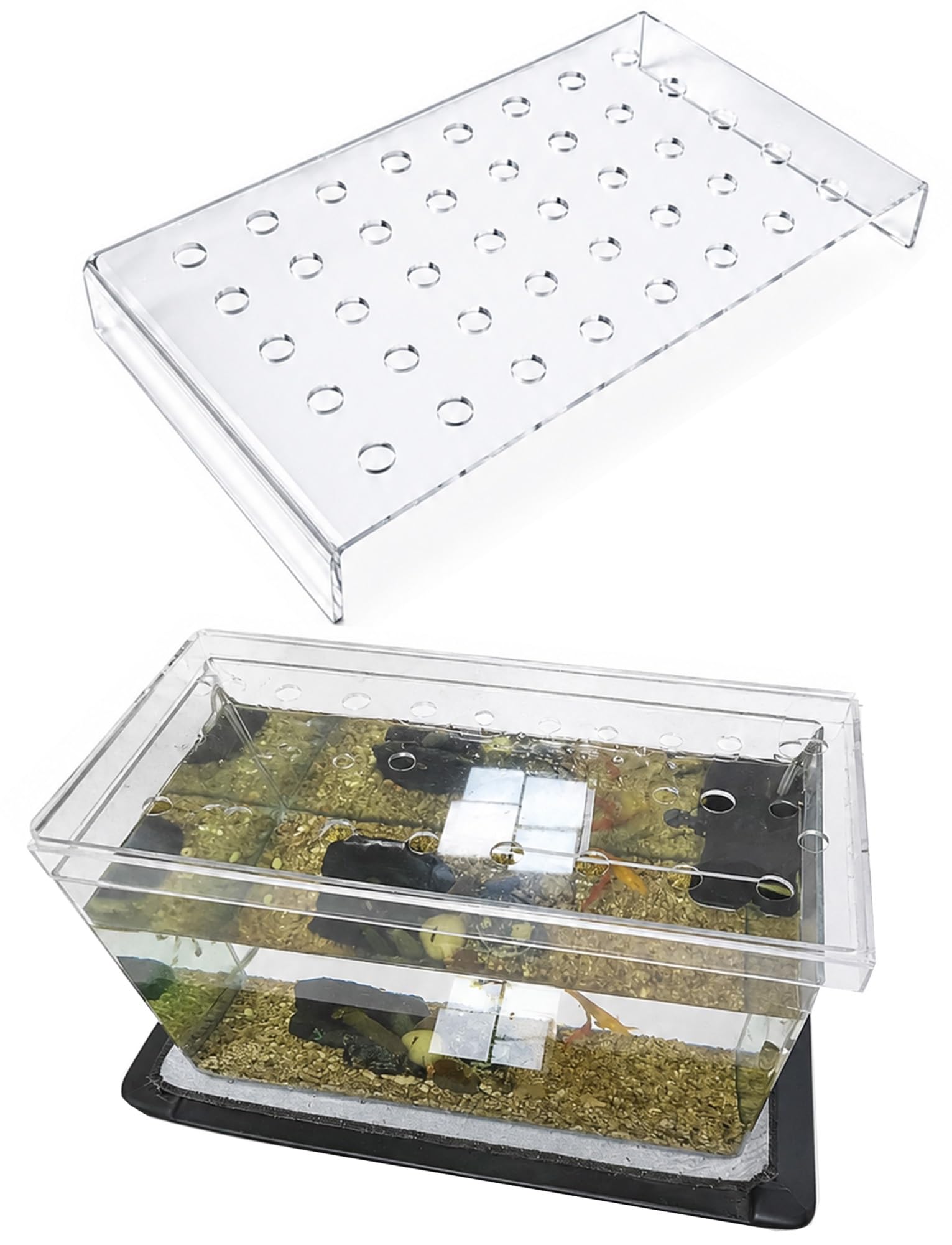Akrylowa przesuwana pokrywka do akwarium | Wiele rozmiarów Przesuwana akrylowa osłona Otwory wentylacyjne Anti Jump Cat Proof(3 mm,11.8x8.0in/30cm x 20.4cm)