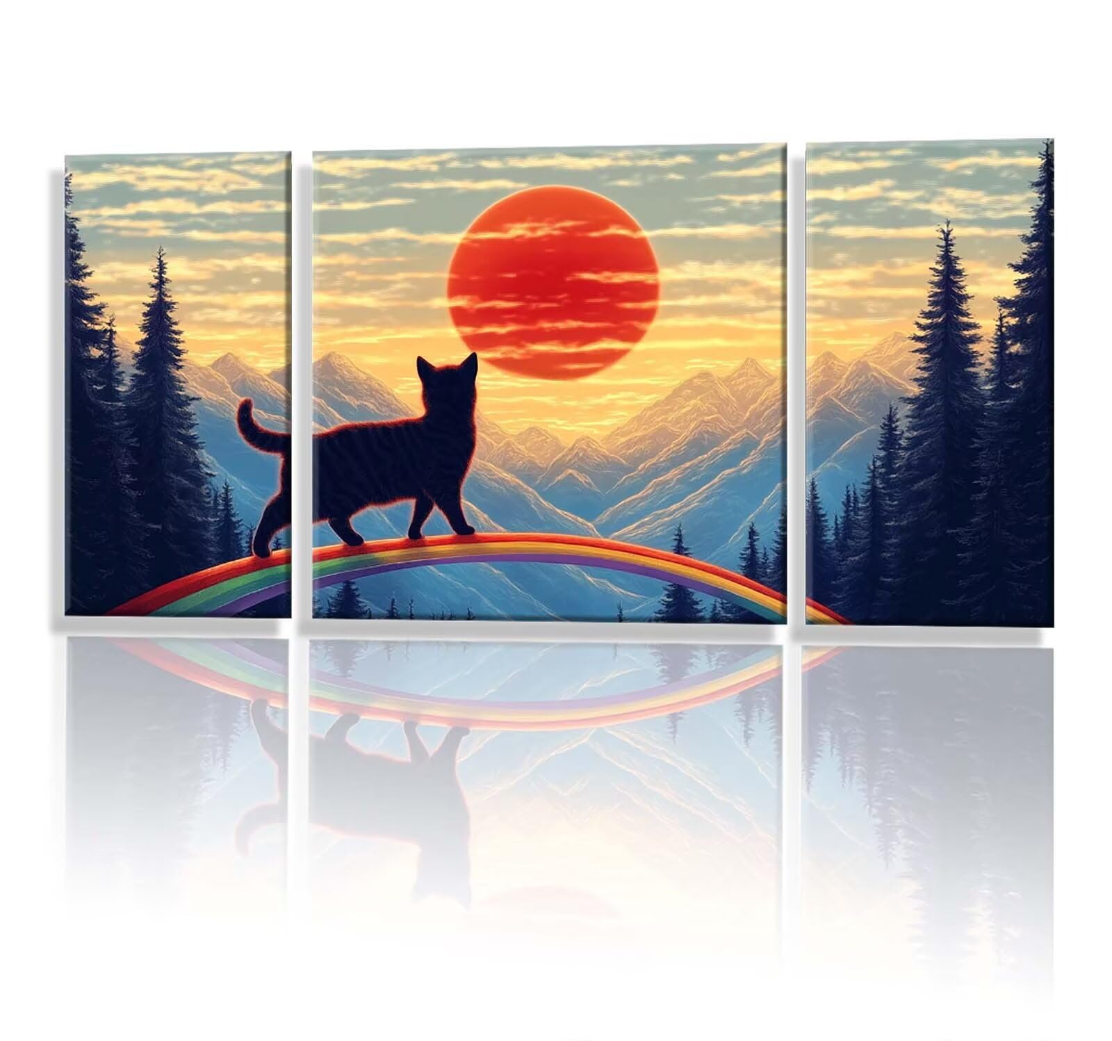 3 Pezzi Dipingere con i Numeri adulti, Paint by Numbers Luna Gatto, Kit Lavoretti Creativi, Kit di Pittura Acrilica Fai-da-Te, con 3- Pennello, Decorazioni Casa 70x140cm (Senza Cornice) y1s-852