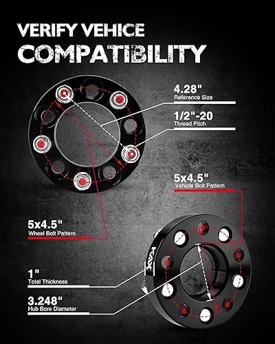 Vista 490 de KAX Espaciadores de rueda de 0.236 x 5.315 in, espaciadores de rueda centrados de 2 pulgadas y 6 lengüetas para F-15-0, Expedition, Mark LT, Negro