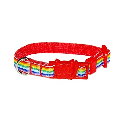 Miniatura 7 de Rainbow Cat Collar - Colorful Ribbon Stripe - 38 Inch Wide - 2 Sizes Adjusts 6 to 8.5 or 7.5 to 12 Inches - Breakaway Safety Buckle (Cat - 7.5 to 12