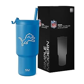 Simple Modern Officially Licensed NFL Detroit Lions 30 oz Tumbler with Flip Lid and Straws | Insulated Cup Stainless Steel | Gifts for Men Women | Trek Collection | Detroit Lions