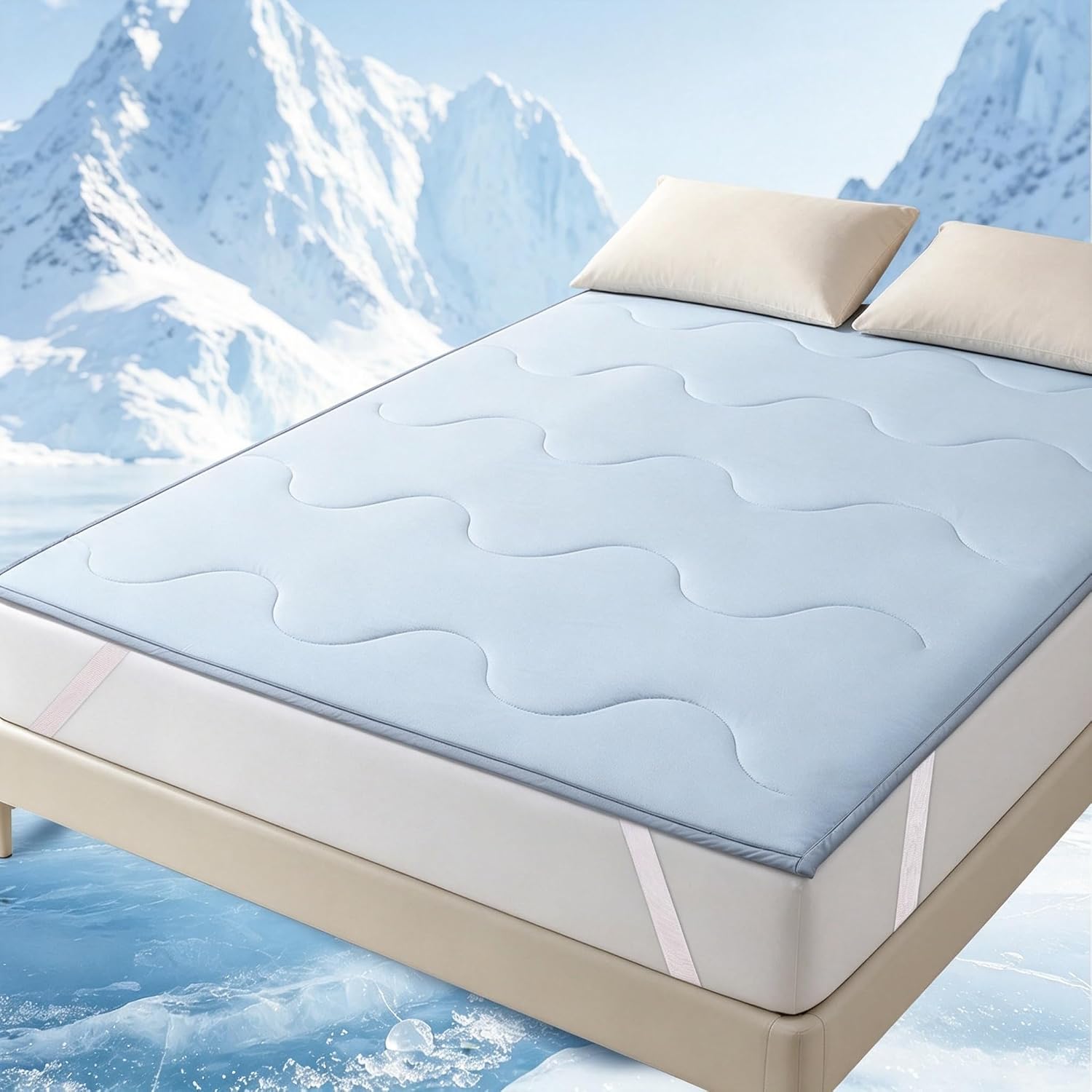 COMFLIVE Cooling Mattress Pad Twin - 3D Air Mesh, Anti-Slip, Blue