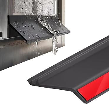 Black Door Rubber Rain Drip Guard for Windows Drip Cap Rain Deflector, Self-adhesive Window Gap Water Barrier, Door and Window Rain Guards, Weather Resistance for Indoor Outdoor1m3.3ft,4.5cm