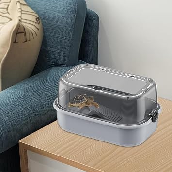 Turtle Tank Kit - Turtle Tank With Adjustable Water Pump Filter | Full View Visually Aquatic Turtle Kit | Multi-Function Area, Stunning Habitat, Bottom Drain, Bask Stage For Small Reptiles