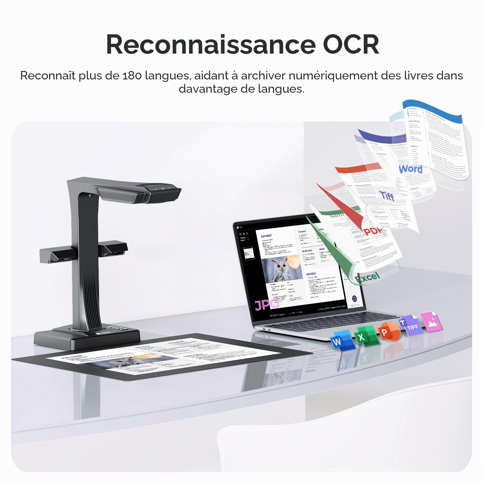 CZUR ET16 Plus Scanner de Livres A3, Scanner de Documents 16MP avec OCR