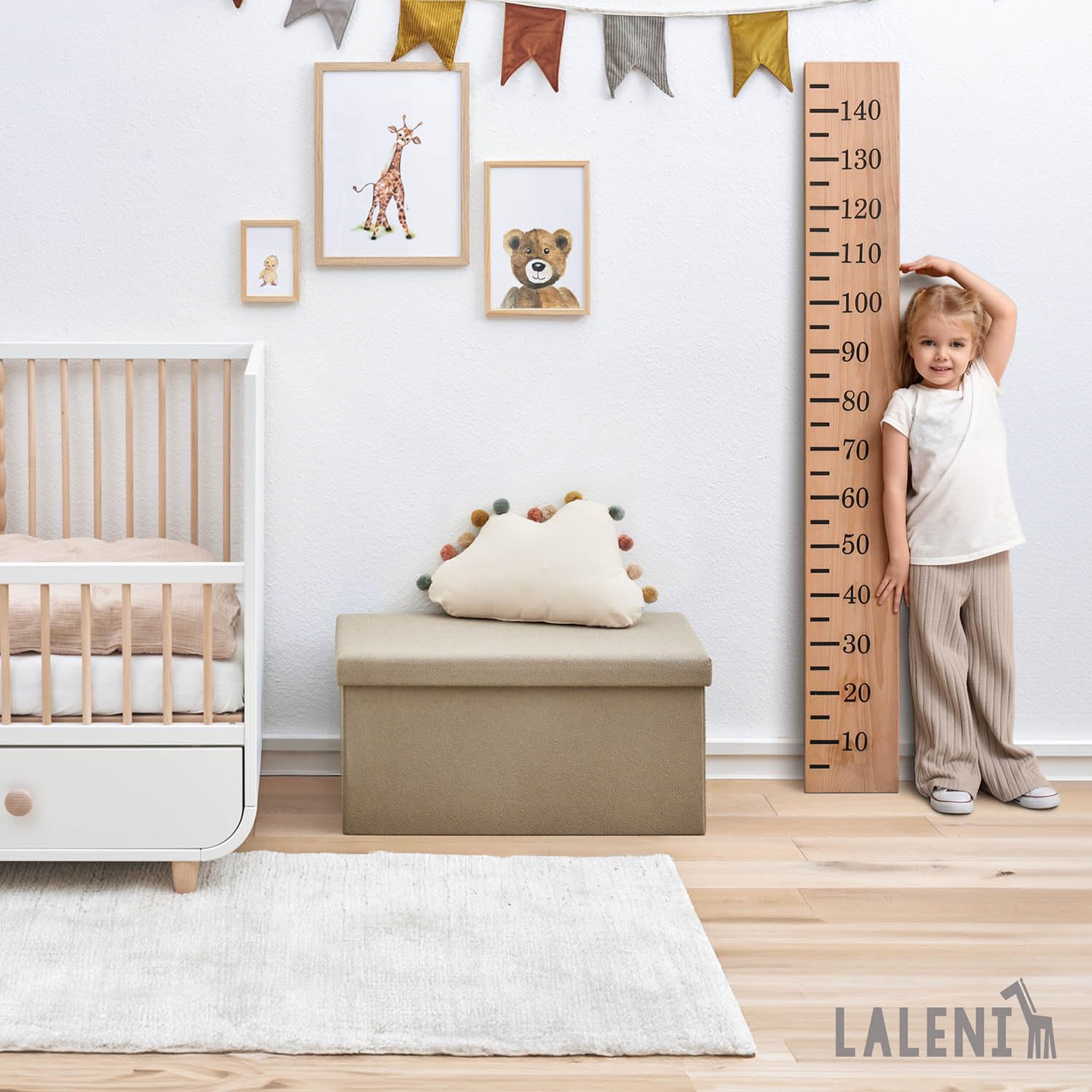 Laleni Sitzbank mit Stauraum groß - Truhenbank mit Stauraum 76x38 cm - Sitztruhe mit Stauraum - Bequemer Hocker mit Stauraum - Aufbewahrungsboxen Kinderzimmer - Storage Bench - Sitzbox in Taupe