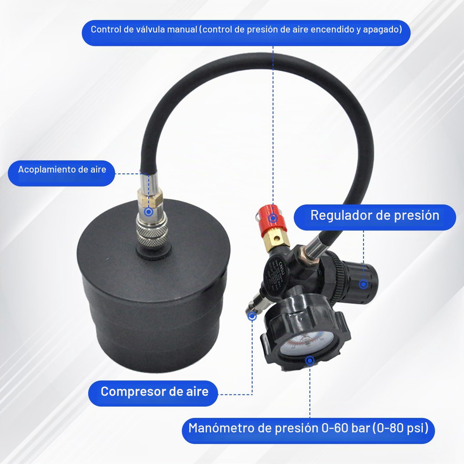 Juego De 9 Comprobadores De Fugas Para Sistemas Turbo, Rango De PresióN: 60 Bar - 80 Psi, Kit De Prueba De PresióN De Intercooler, Comprobador De PresióN Para Sistemas De Compresores