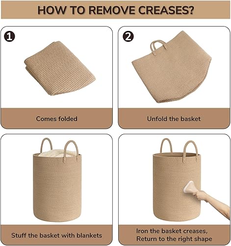 Miniatura 6 de Goodpick Cesta de lavandería tejida alta, cesta de mimbre de 72 litros para manta, ropa, toalla, cesta grande para ropa sucia para dormitorio, sala