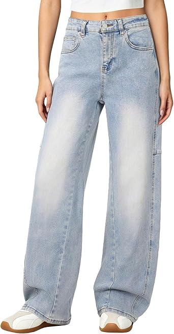 Womens Wide Leg Jeans High Waisted Baggy Barrel Denim Pants