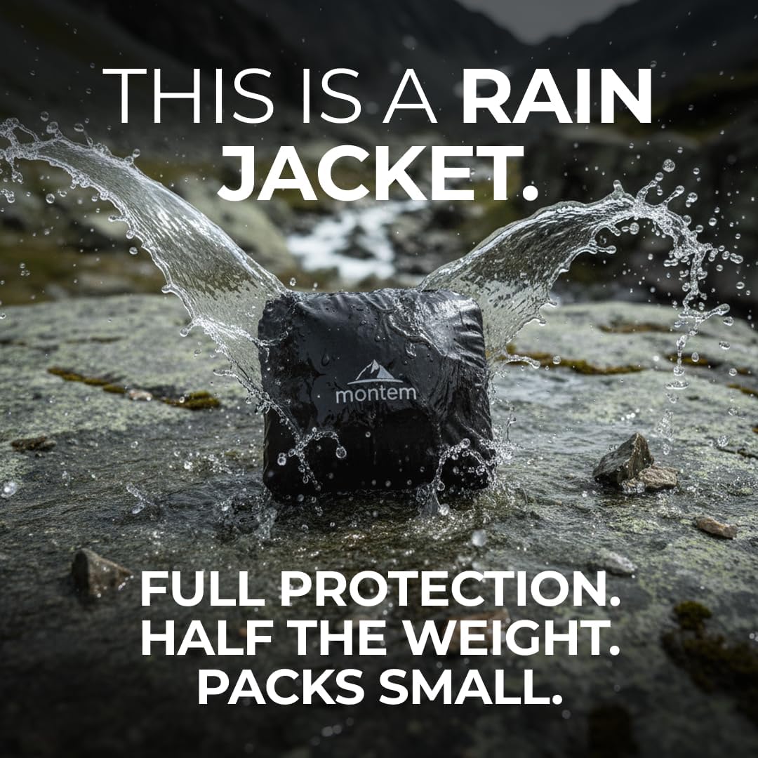 Montem Hydro Packable Rain Jacket 2.0 – Lightweight Waterproof Jacket with Hood for Men & Women – Hiking & Travel Raincoat