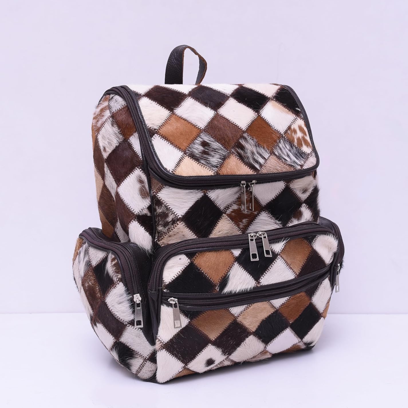 CHAYEL Womens Cowhide Bagpack Casual Diaper Bag Daypack Travel Bag Patchwork Brown Backpack Weekender Shoulder Bag, Standard