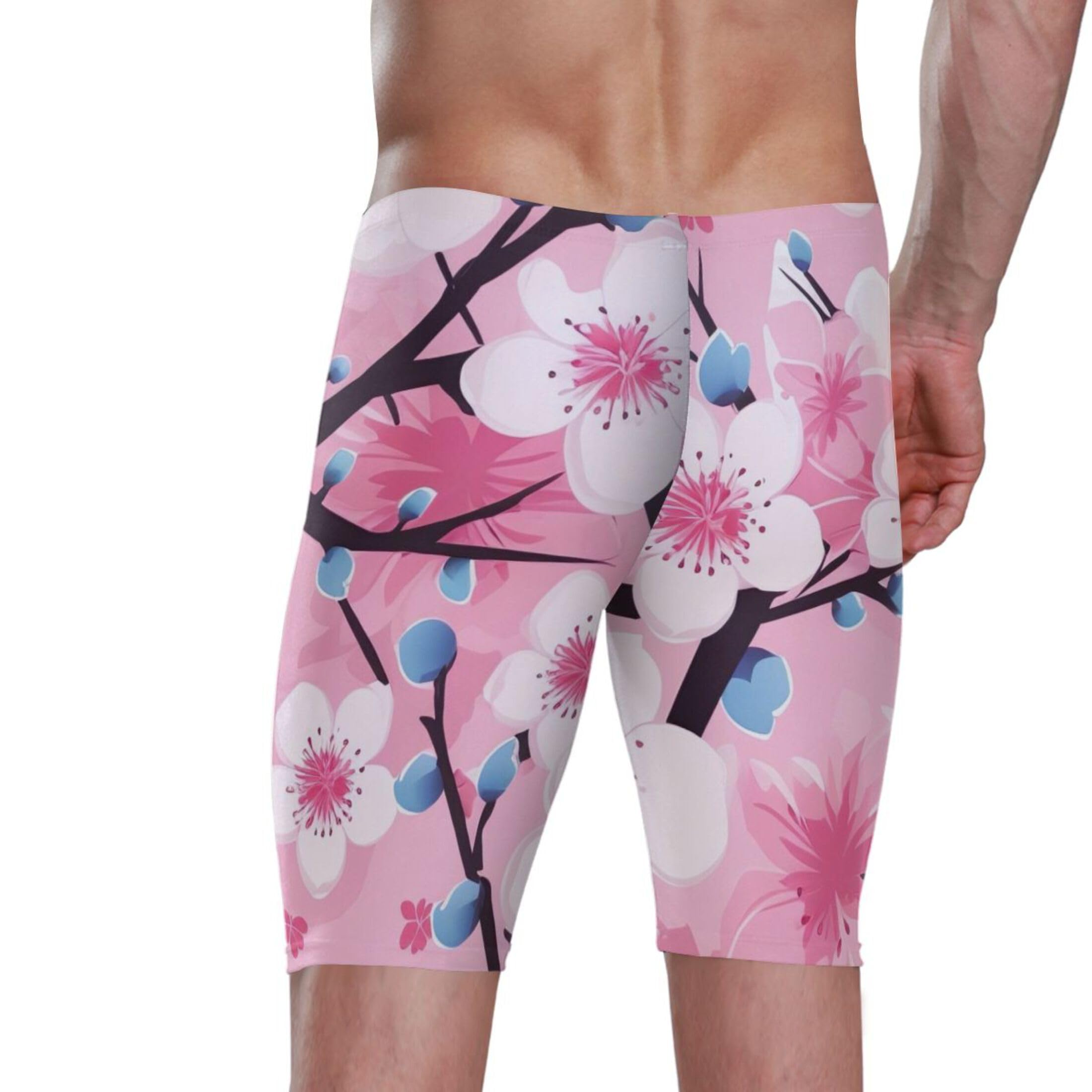 Pink Cherry Blossoms Swim Jammers for Men Athletic Durable S B0401899