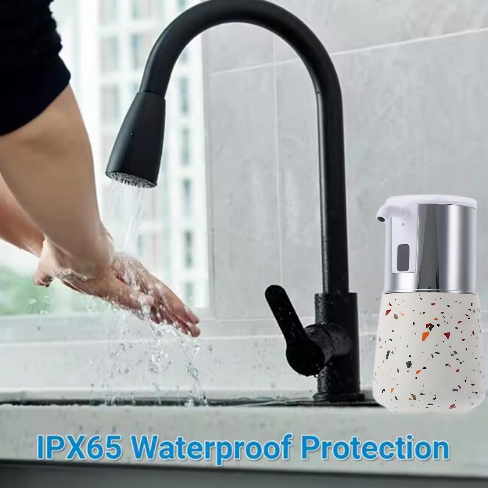 Dispenser automatico di sapone liquido 340ml ceramica senza contatto ricaricabile IPX65 dispenser di sapone impermeabile per bagno e cucina