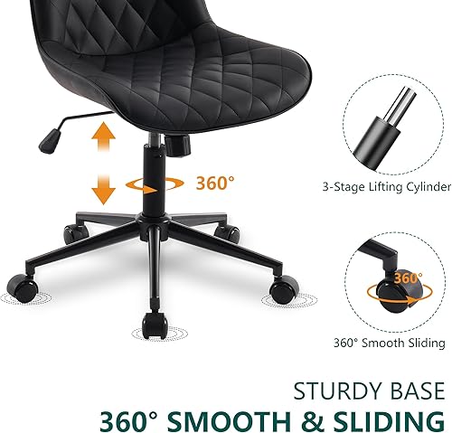 Miniatura 4 de YOUNUOKE Silla de oficina en casa, moderna silla de escritorio ajustable sin brazos con respaldo ergonómico giratorio para oficina en casa silla de