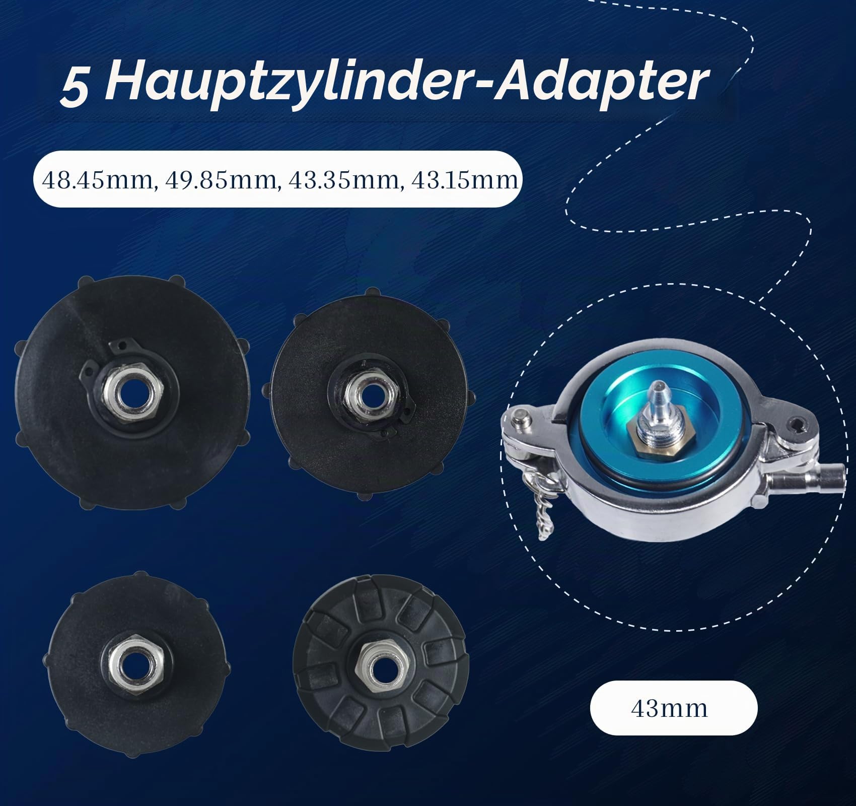 3L Manueller Bremsflüssigkeitsentlüftungssatz mit 1L Entlüftungsflasche, 43mm Bremsenentlüftungsadapter und 4 Hauptzylinderadapter Kompatibel mit Toyota, Lexus, Chrysler, Dodge, Jeep, Nissan, Ford usw