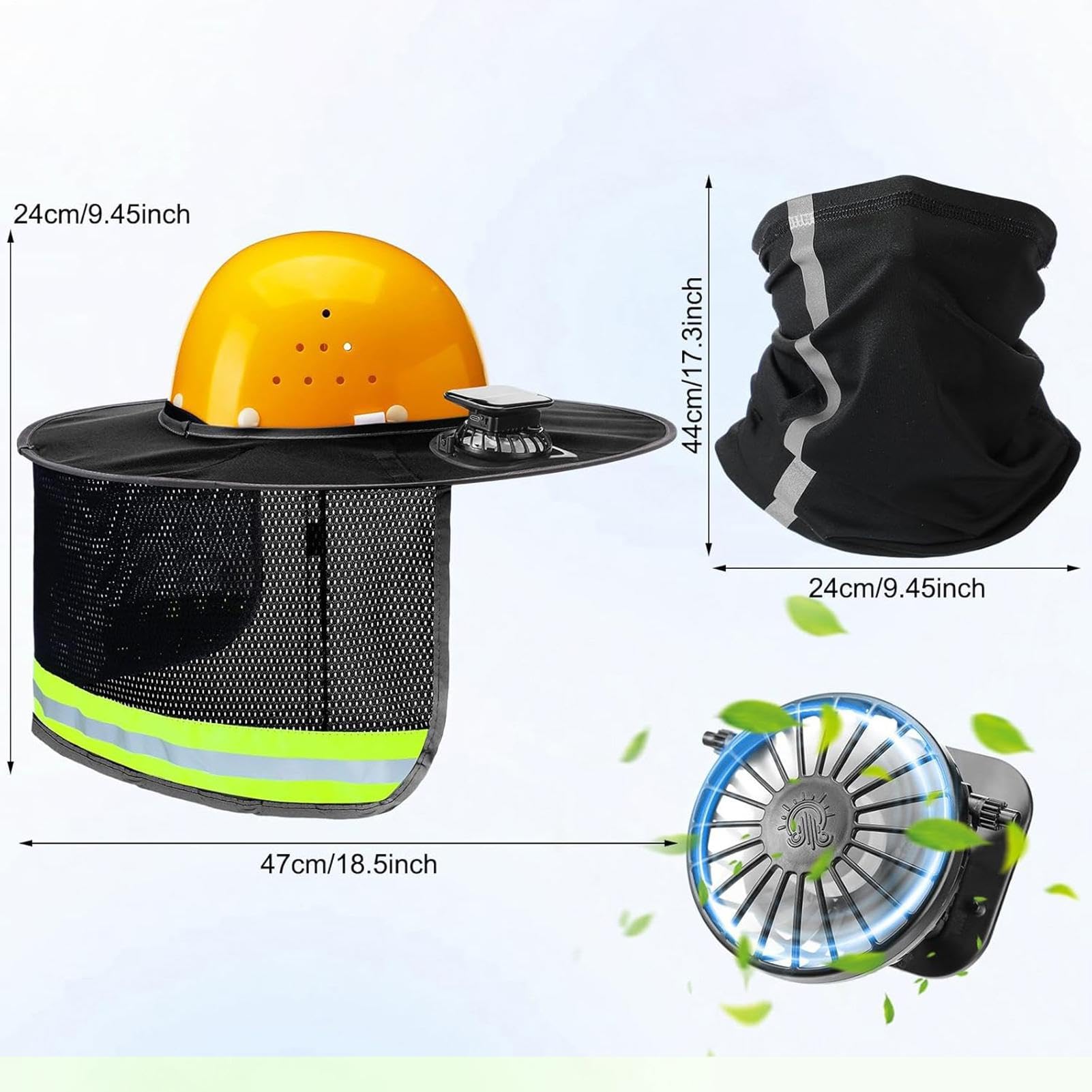 Casque de protection solaire | Housse de protection solaire légère avec ventilateur solaire | Protection UV pour le visage et le cou | Pour chantier, extérieur, travail en plein air, jardinage