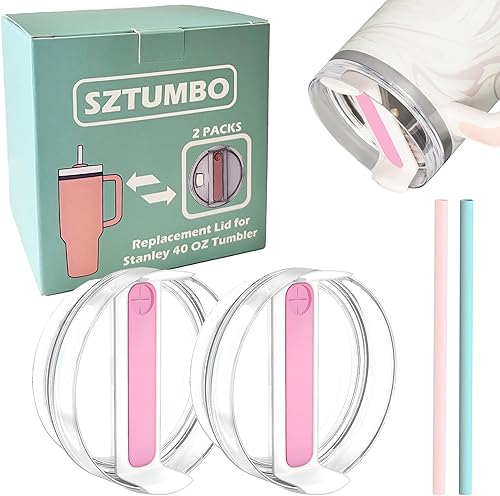Miniatura 10 de SZTUMBO Stanley - 2 tapas de repuesto para vasos Stanley de 40 onzas, a prueba de derrames y salpicaduras, accesorio para vaso Stanley Quencher