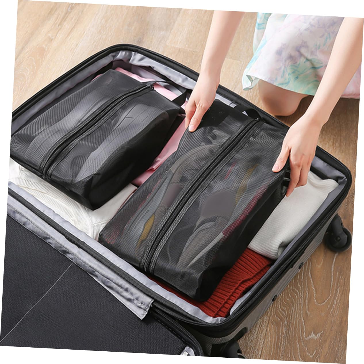 LIFKOME 3er-Set Schuh-Tragetasche Für Damen Tragbar Netz-Aufbewahrungstasche Reisezubehör Für Schuhe Handtasche 2 Stück X 3