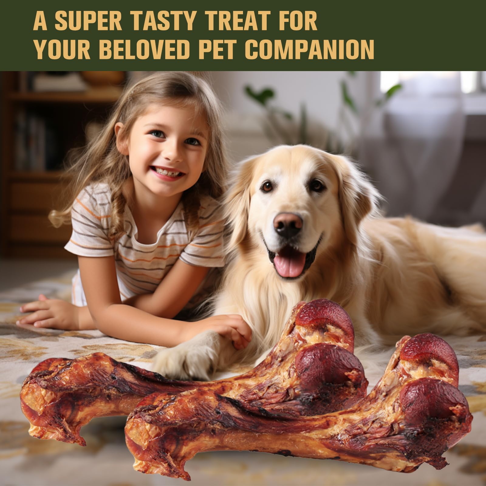 Masticable De Hueso De Ternera para Perros Que Muerden con Fuerza, Huesos Crujientes Y Juguete L De Razas PequeñAs, Medianas Y Grandes. Masticar Huesos Ayuda A Los Perros A Crecer (XL, 2PC)