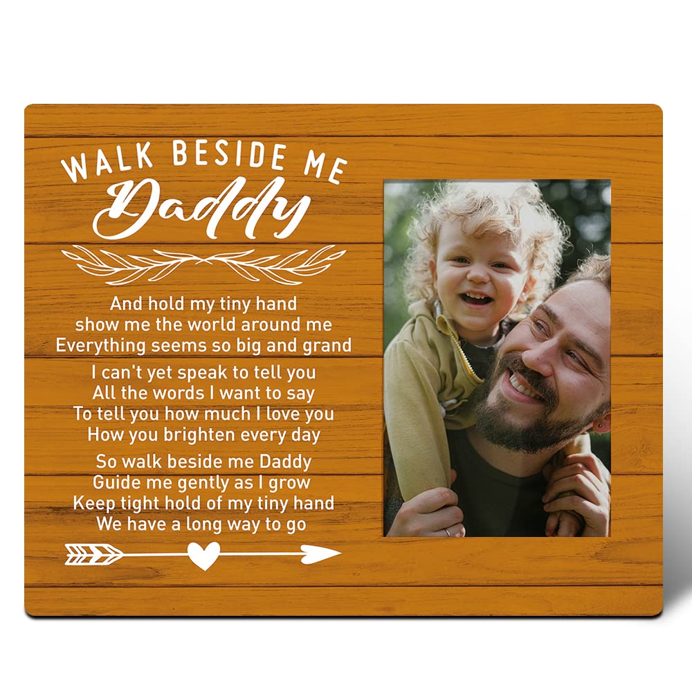 Muktoujaumai Dad Picture Frame Gifts, Dad Gifts from Daughters Son Kids Baby Toddler, Dad Gifts for Birthday, Fathers Day Christmas Gifts for Dad, Father Gifts, Walk Beside Me Daddy