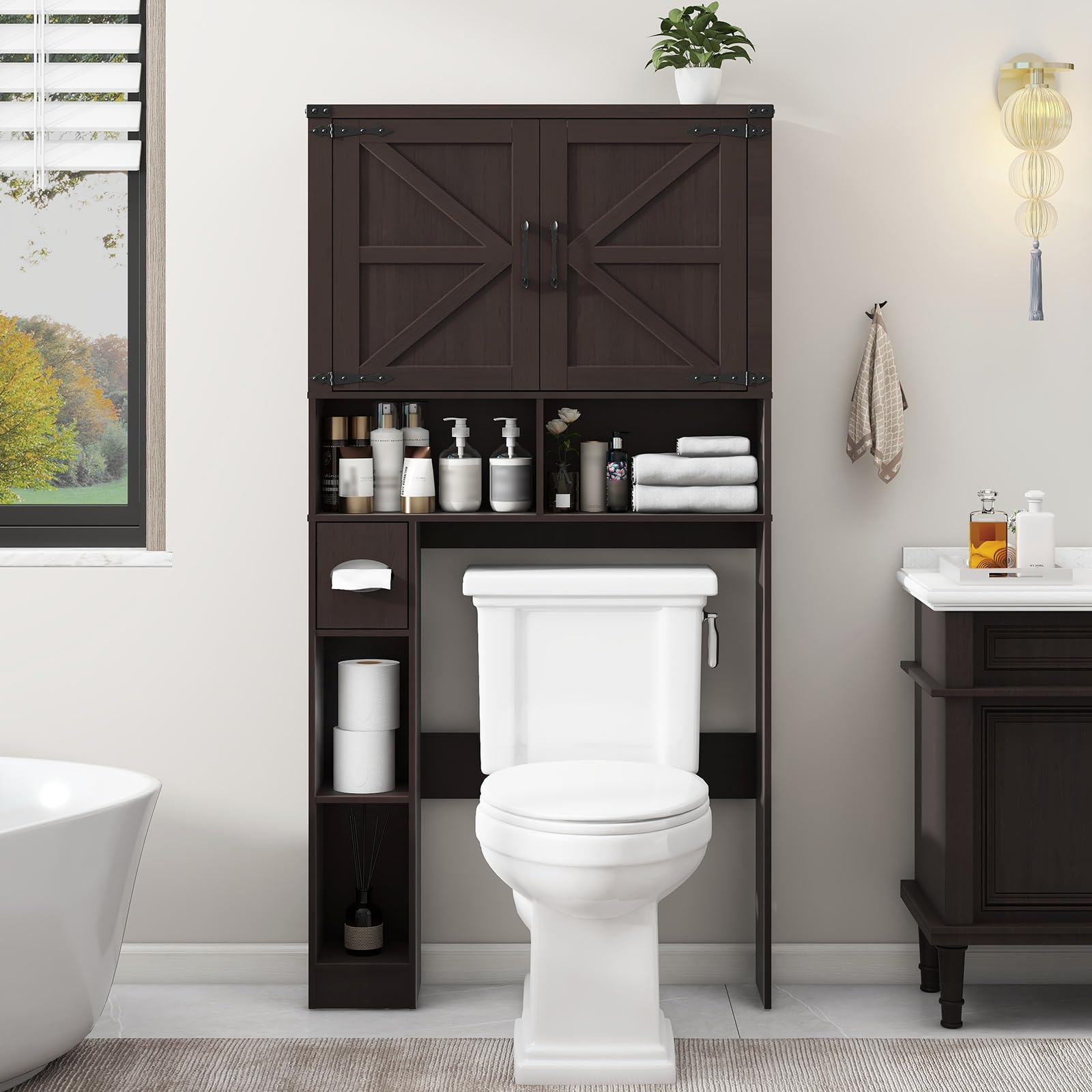Vabches Farmhouse Over The Toilet Storage Cabinet