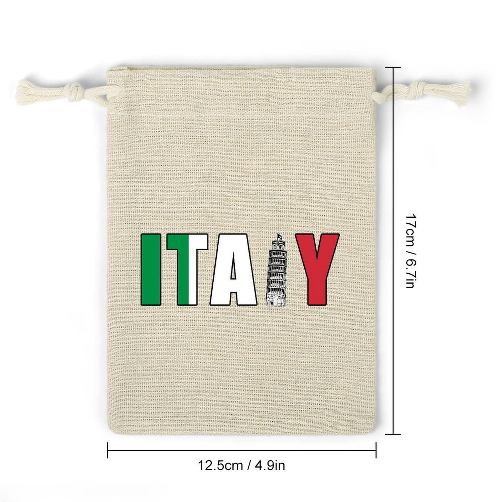 Italy Flag Italia Pisa Leaning Tower 8 Pack Small Gift Bags Cotton And Linen Drawstring Pockets Sachet Bag for Party Home Supplies