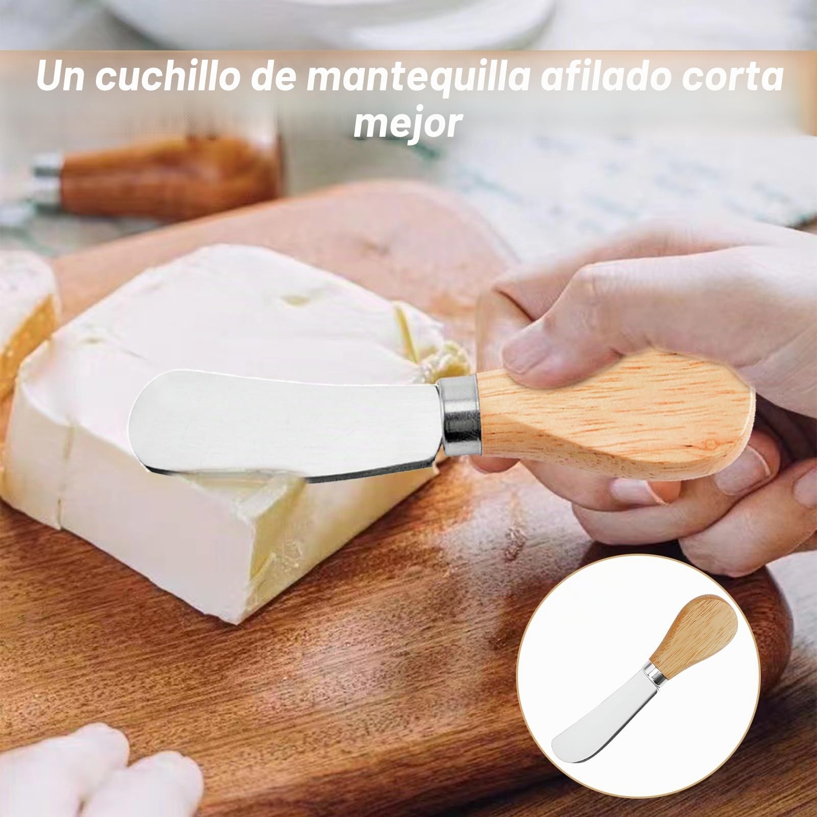 Pcsfoe Cuchillos de Mantequilla de Acero Inoxidable - Set de 6 Cuchillos para Mesa, Queso y Utensilios de Cocina