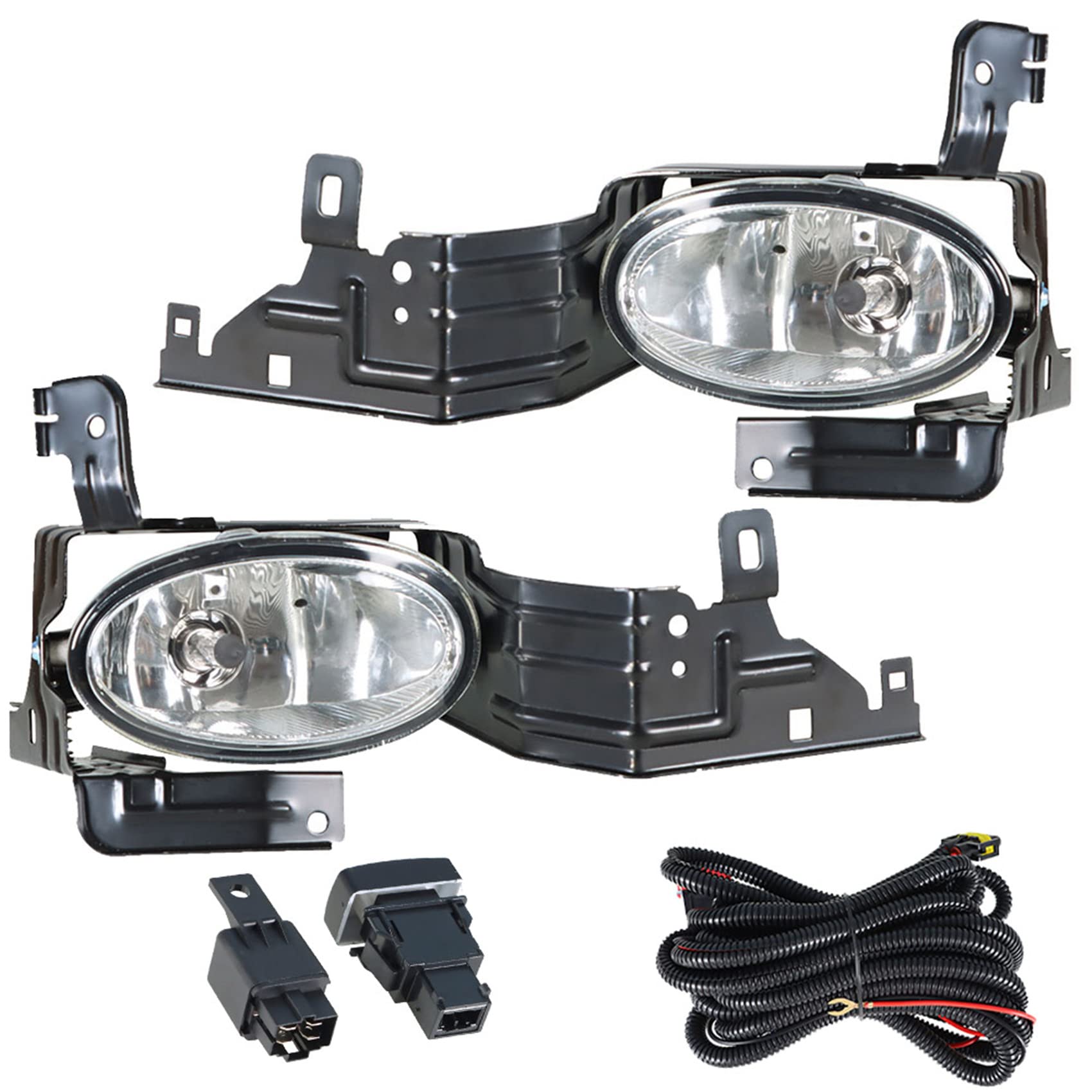 labwork 1 Pair Fog Lights Assembly Replacement for 2011-2012 Honda Accord Sedan Clear Lens with Bulbs Harness Switch Kit Driving Fog Light Lamp Driver and Passenger Side