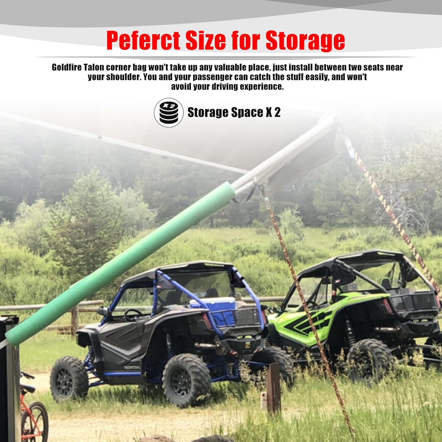 Goldfire Talon 1000 Accessories,UTV Talon Corner Storage Bags Side Pillar Tool Organizer Bags 1680D Water Resistant Fabric Gear Bag For Talon 1000R 1000X 1000X4 2019-2021(Black Piping)