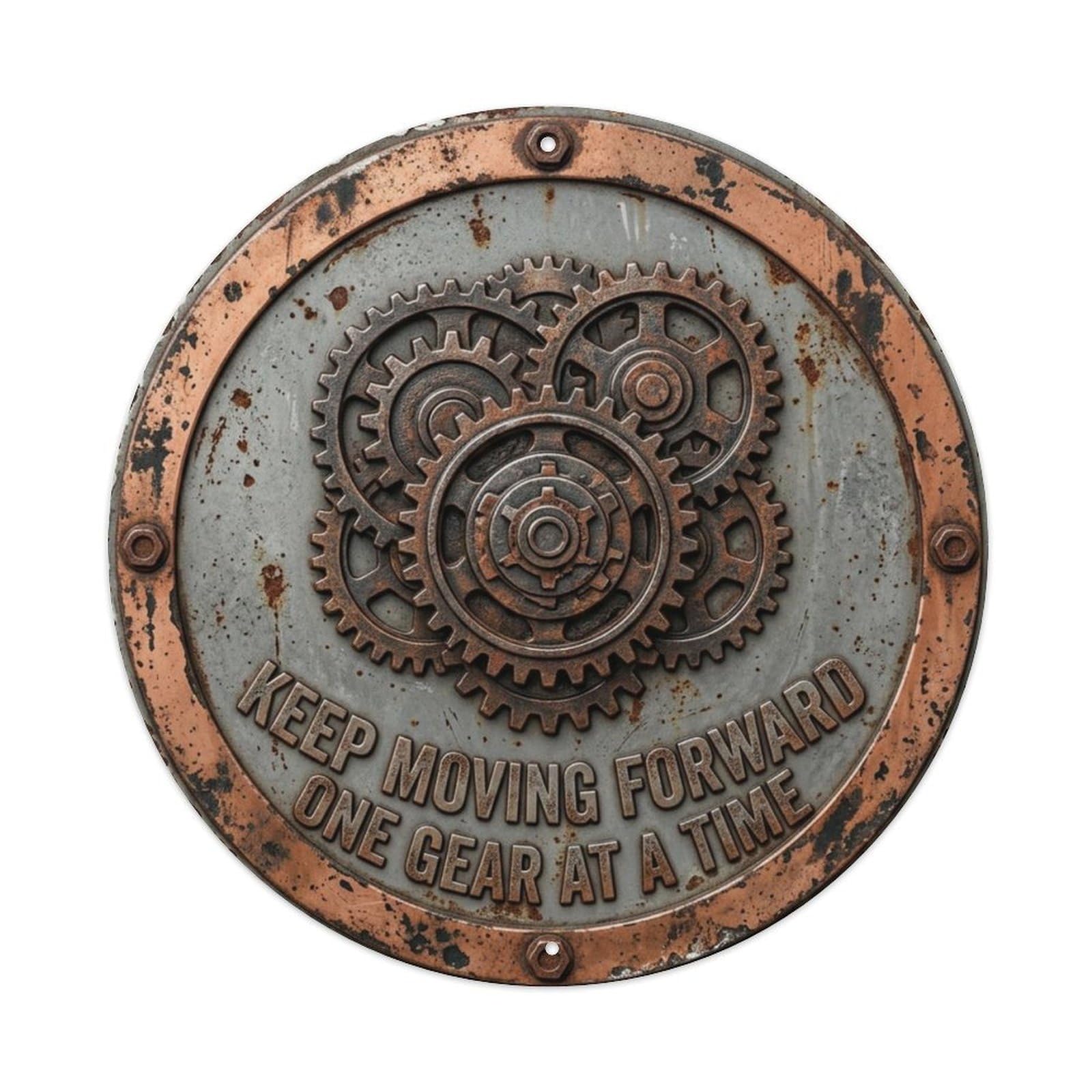Gear Mechanism Workshop Garage Metal Tin Sign Plaque Wall Decor for Cafe, Club Bar, Office, Home Garden Round Metal Poster 8x8Inch