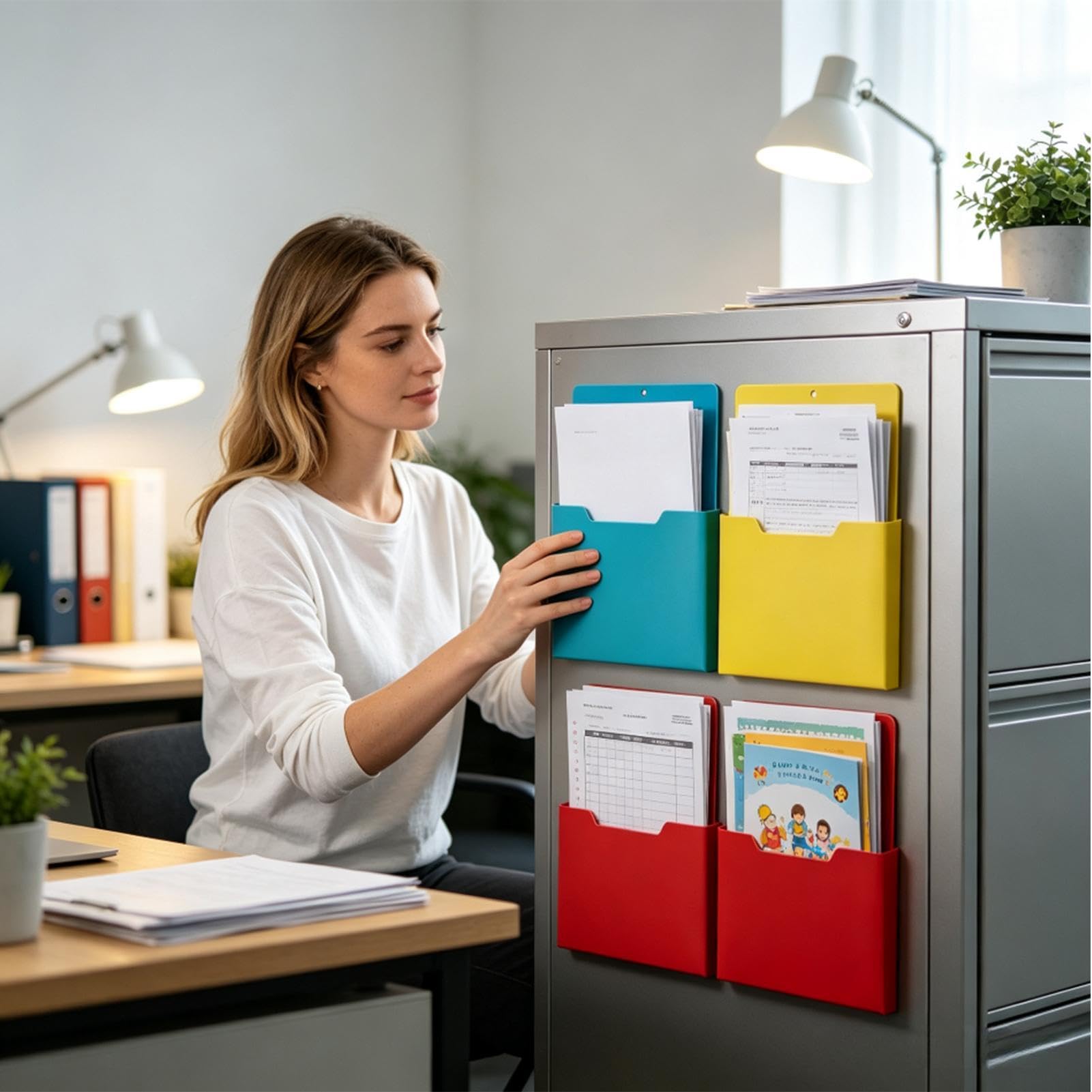 Magnetischer Dateiordner 4er Pack, A4 Papierhalter Mit Großer Magnetfläche