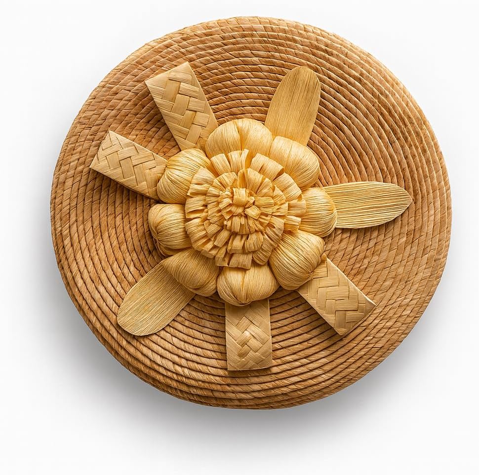 Mexican Tortilla Warmer Basket, 8.6 Inch Handwoven with Lid, Natural Palm