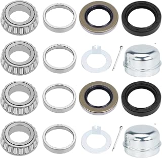 Trailer Hub Bearing Kit for 1‘’ Spindle Trailer, L44643/L44610 Bearing Kit with D-Spindle Tang Washer, 12192TB 15192TC Grease Seal Cotter Pin for 2000-2200lbs BT9 Straight Spindle
