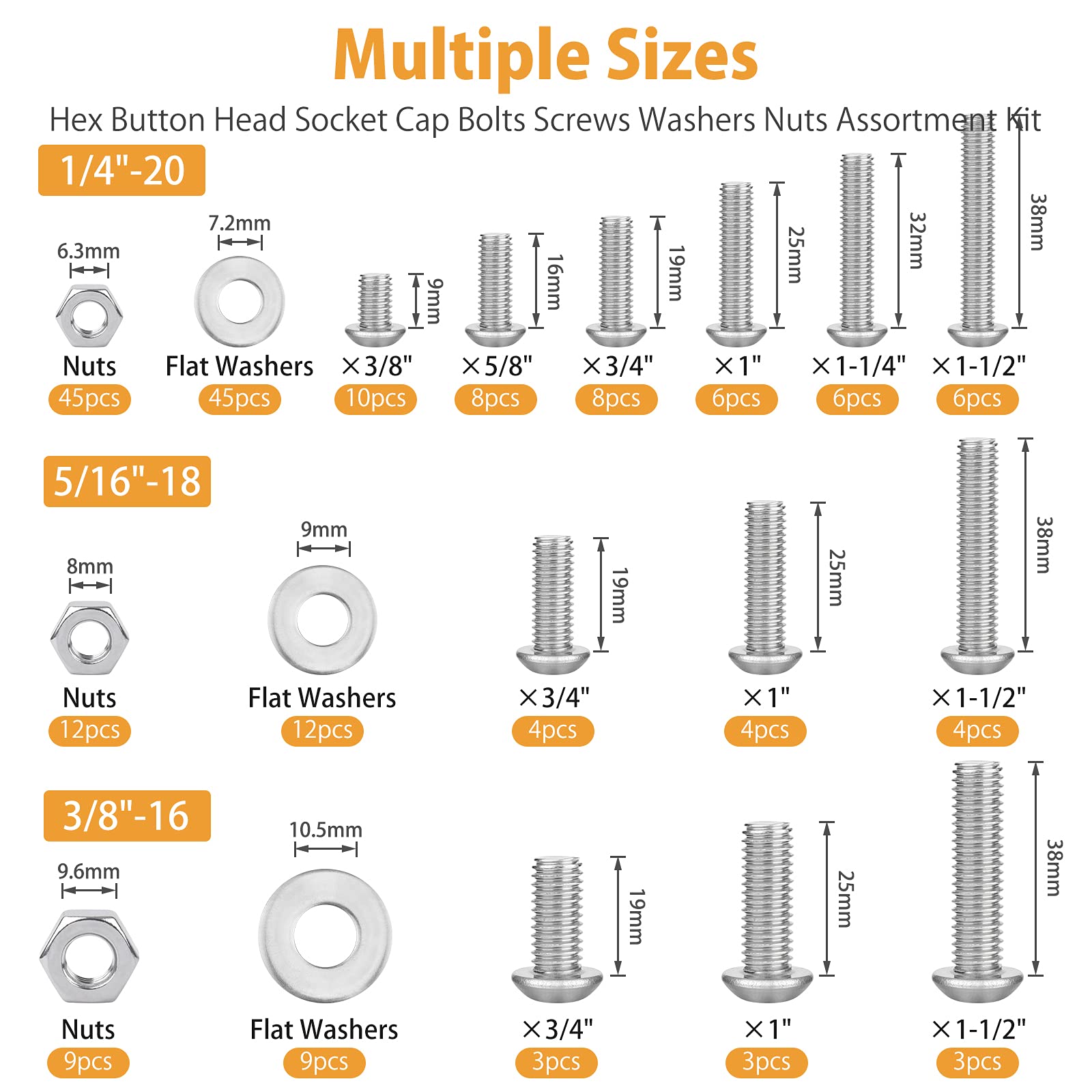 Stainless Steel Screw & Bolt Assortment Kit - 197 Pieces -2