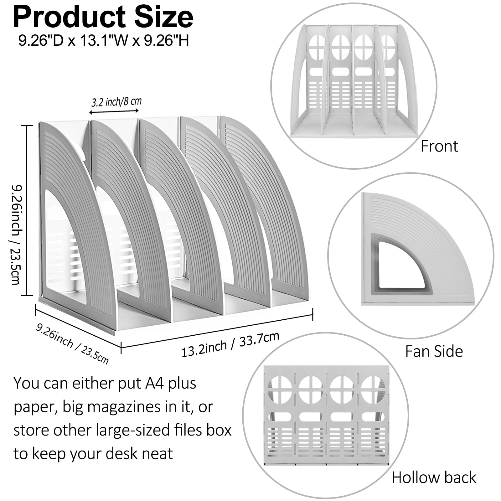 Deli Magazine File Book Holder Desktop Organizer , 4 Compartments, Pla - View #11