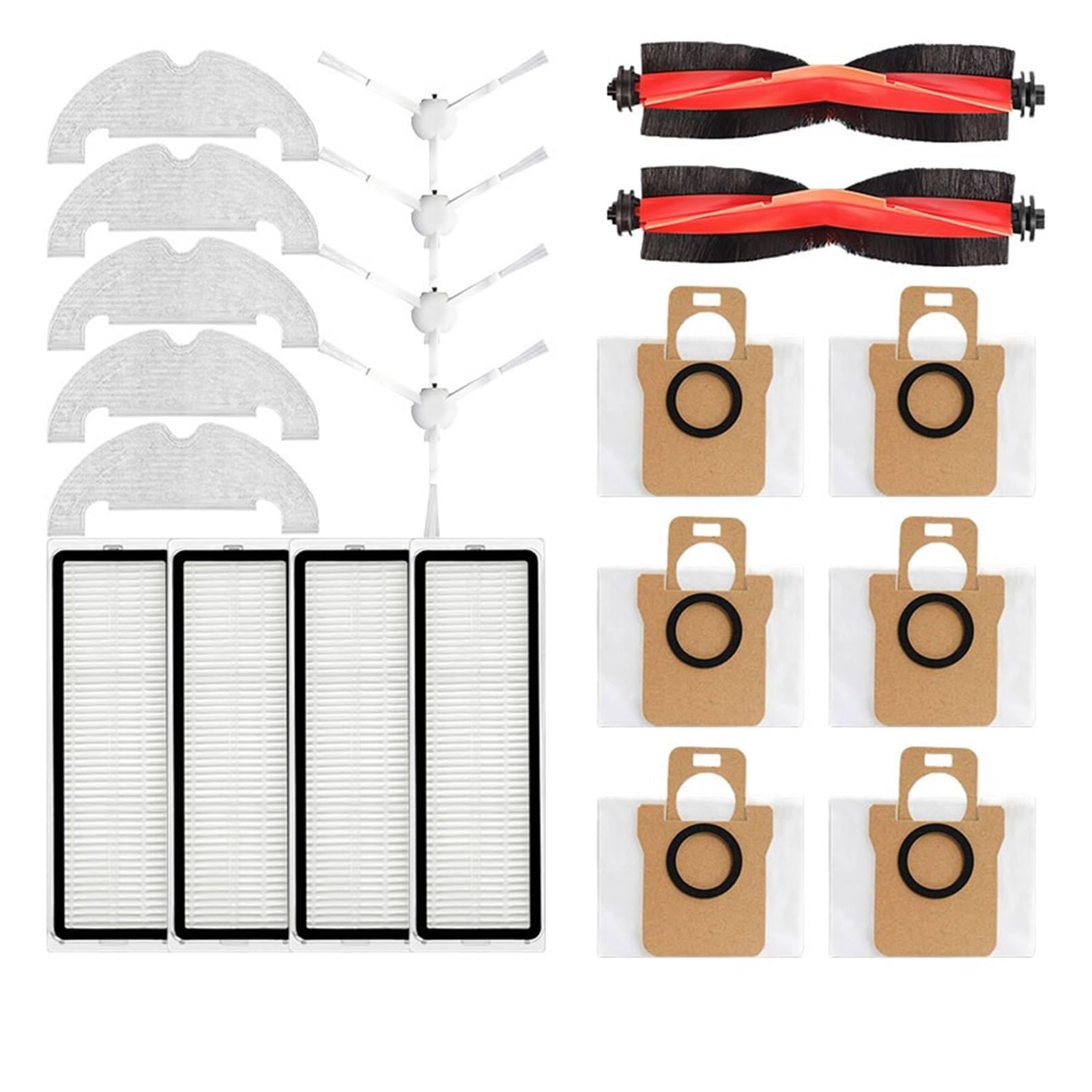 Compatible con Xiaomi Robot Vacuum X10 Robot Vacuum Cleaner Piezas de repuesto Cepillo lateral principal Filtro HEPA Paño de fregona Bolsa de polvo Accesorios(Brown)
