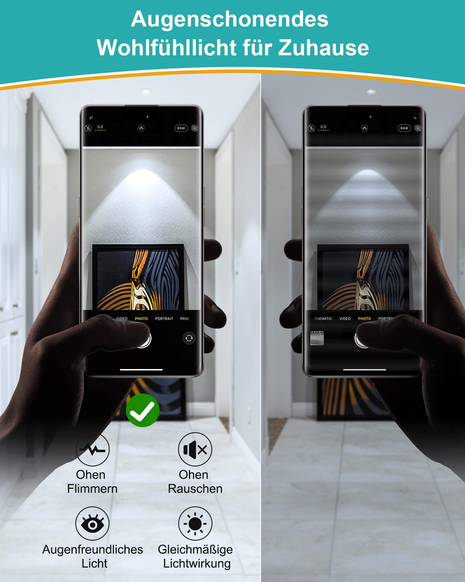 HiBay 8er Einbaustrahler LED COB Dimmbar 7W LED Spot Schwarz Matt 65-85mm Lochmaß Deckenspots Warmweiß 3000K 600LM für Schlafzimmer Wohnzimmer Küche